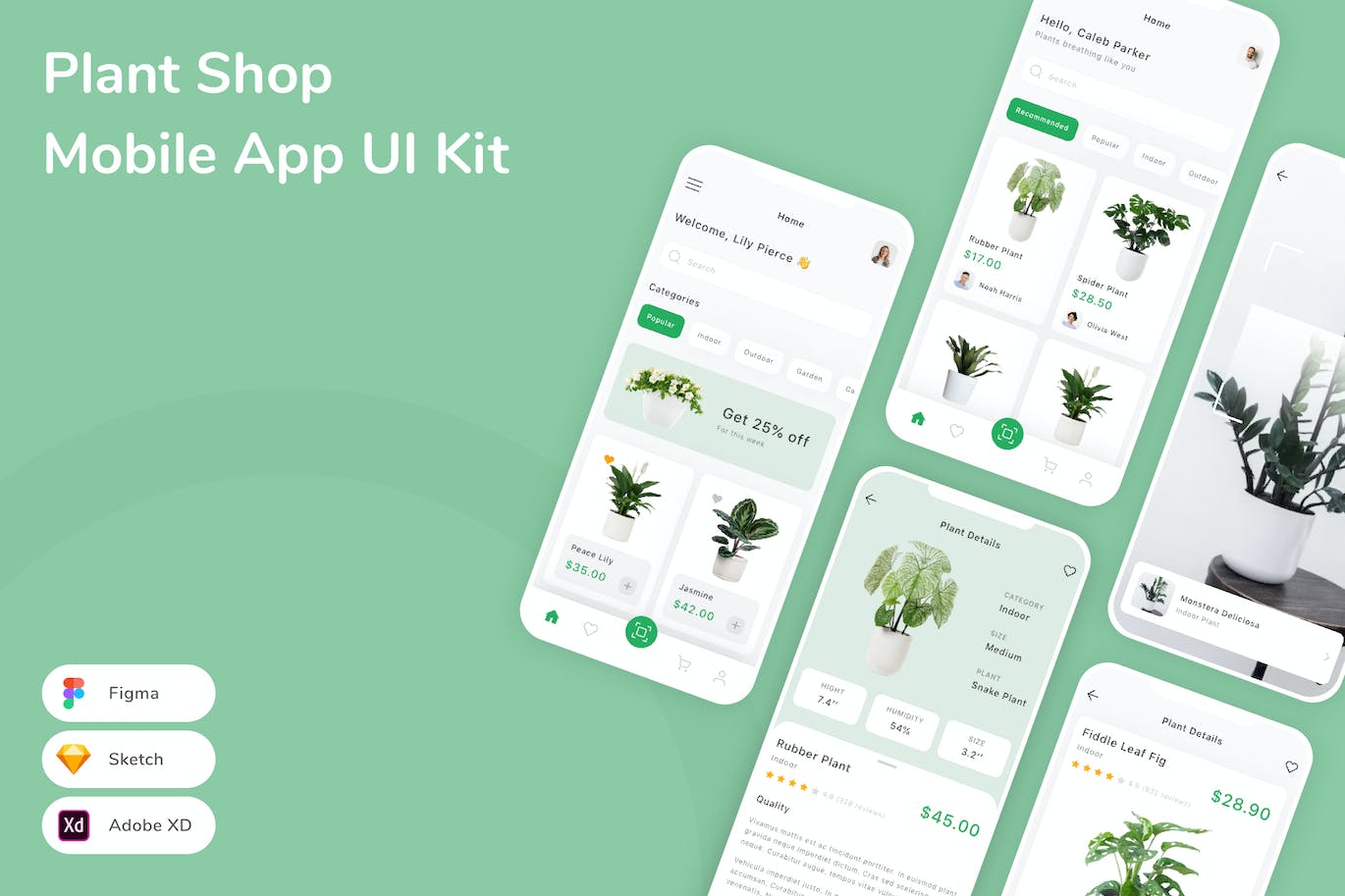 绿植商店电商移动应用 App UI Kit (SKETCH,FIG,XD)