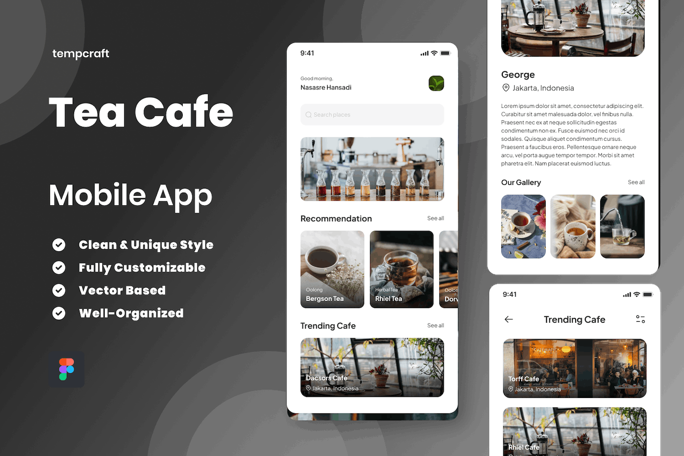 茶咖啡厅移动应用App UI Kit (FIG)