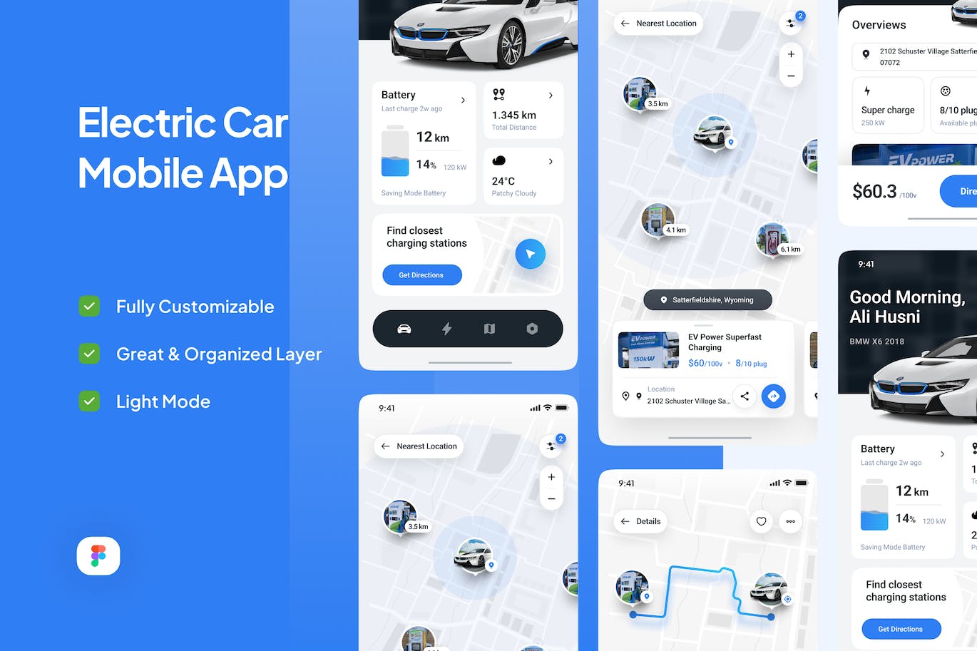 电动汽车移动应用App UI Kit (FIG)