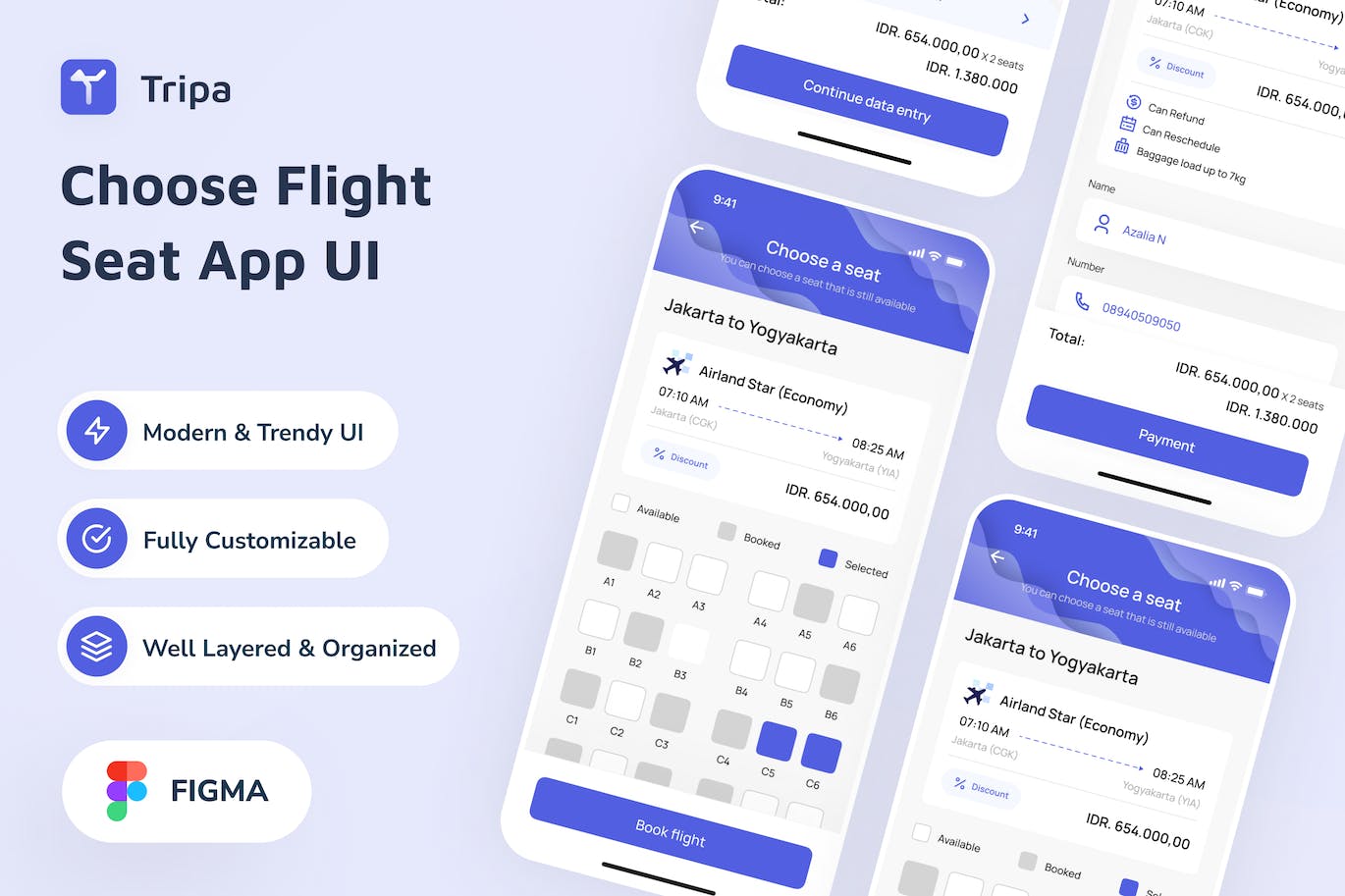 选择航班座位应用App UI (FIG)