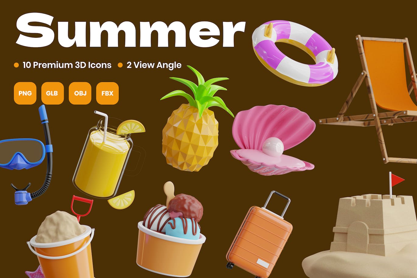 夏季3D图标 (PNG,fbx.obj)