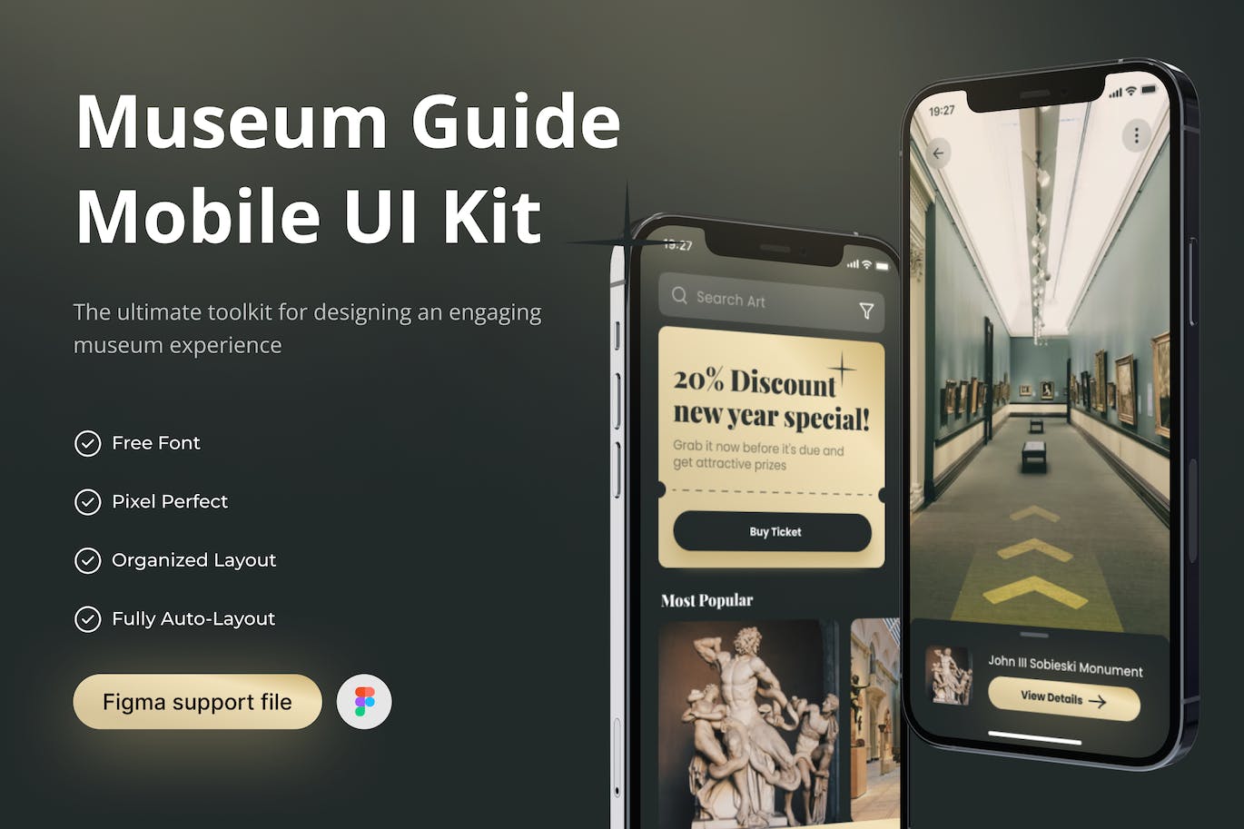 博物馆指南移动应用 App UI Kit (FIG)