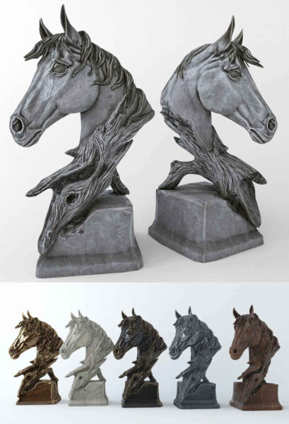 马头雕像3D模型（OBJ,MAX）