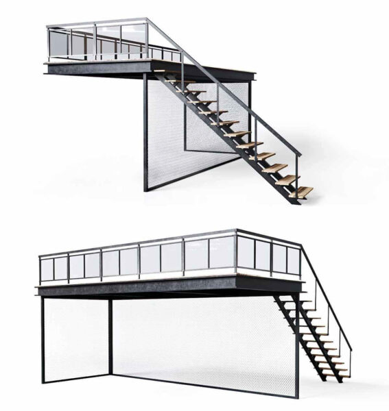 带栏杆的楼梯和平台3D模型（OBJ,MAX）