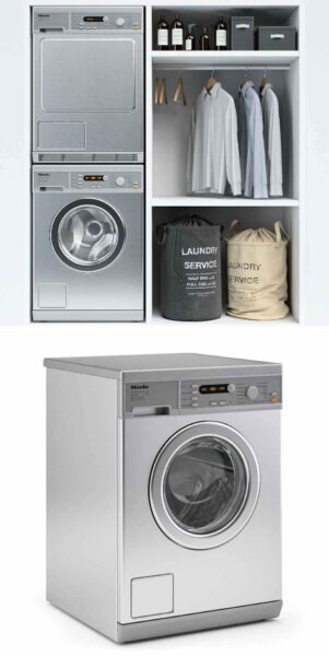 包含Miele洗衣机 烘干机和衣物的洗衣房3D模型（OBJ,FBX,MAX）