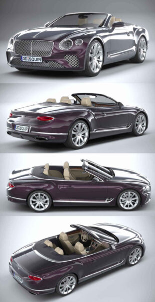 2020宾利Bentley Continental GT Convertible敞篷跑车汽车3D模型（OBJ,FBX,MAX）