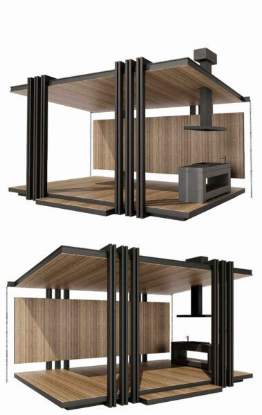 带烧烤操作台的夏季凉亭3D模型（OBJ,MAX）