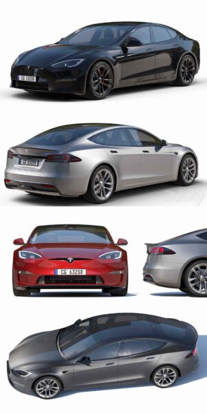 2023特斯拉Tesla model S Plaid汽车3D模型（OBJ,FBX,MAX）
