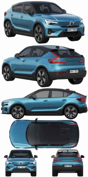 沃尔沃Volvo C40 Recharge电动SUV汽车3D模型（OBJ,FBX,MAX）
