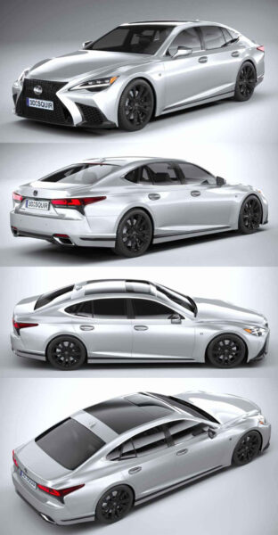 2021雷克萨斯Lexus LS500h F Sport汽车3D模型（OBJ,FBX,MAX）