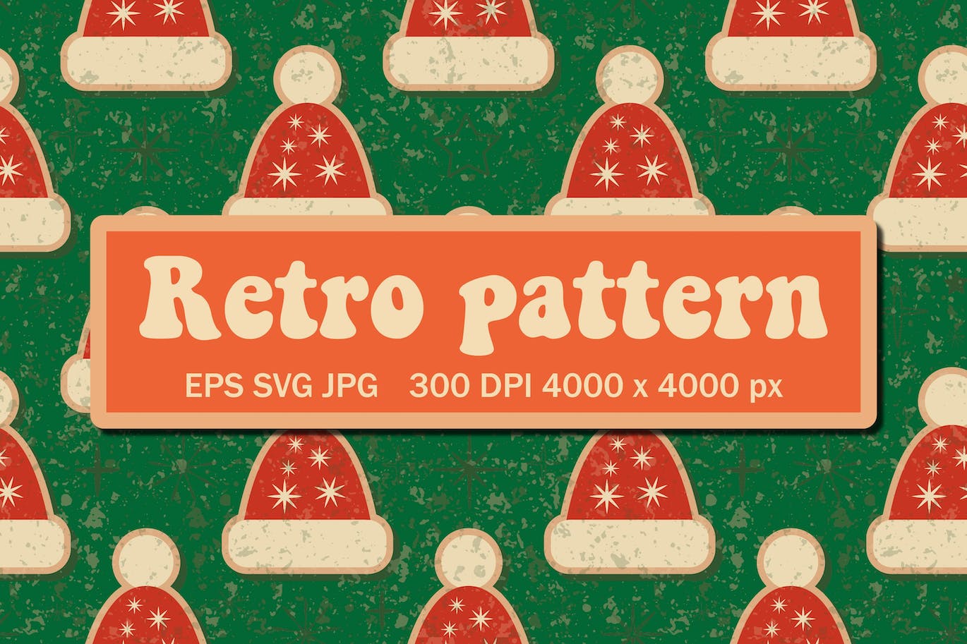 绿色圣诞图案与帽子 (EPS,JPG,SVG)