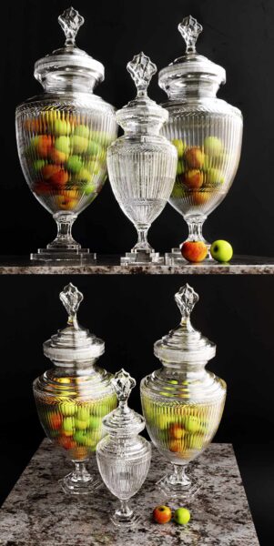 装满苹果的Harcourt玻璃罐3D模型（OBJ,MAX）