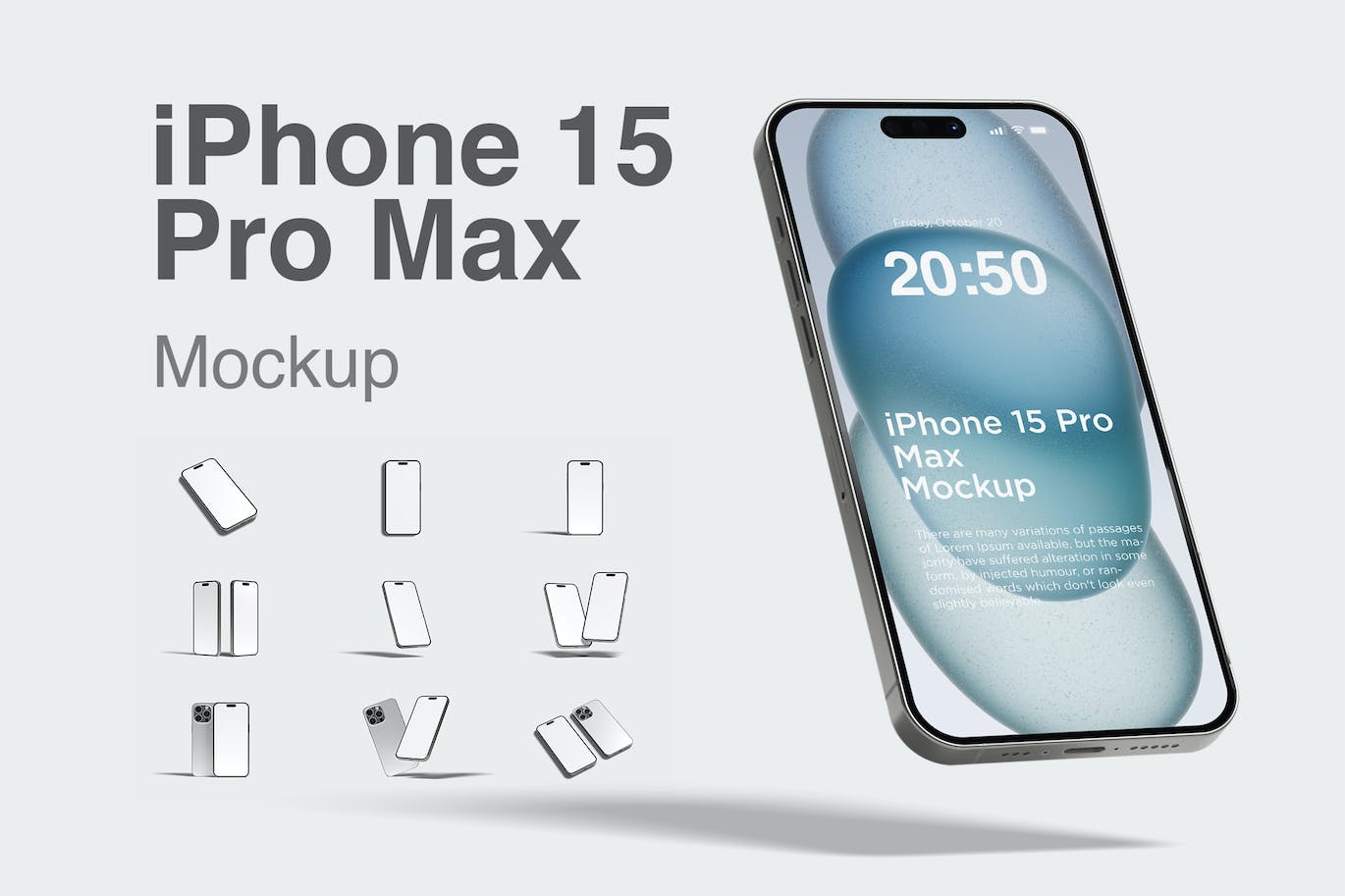iPhone 15 Pro Max 样机 (PSD,PDF)