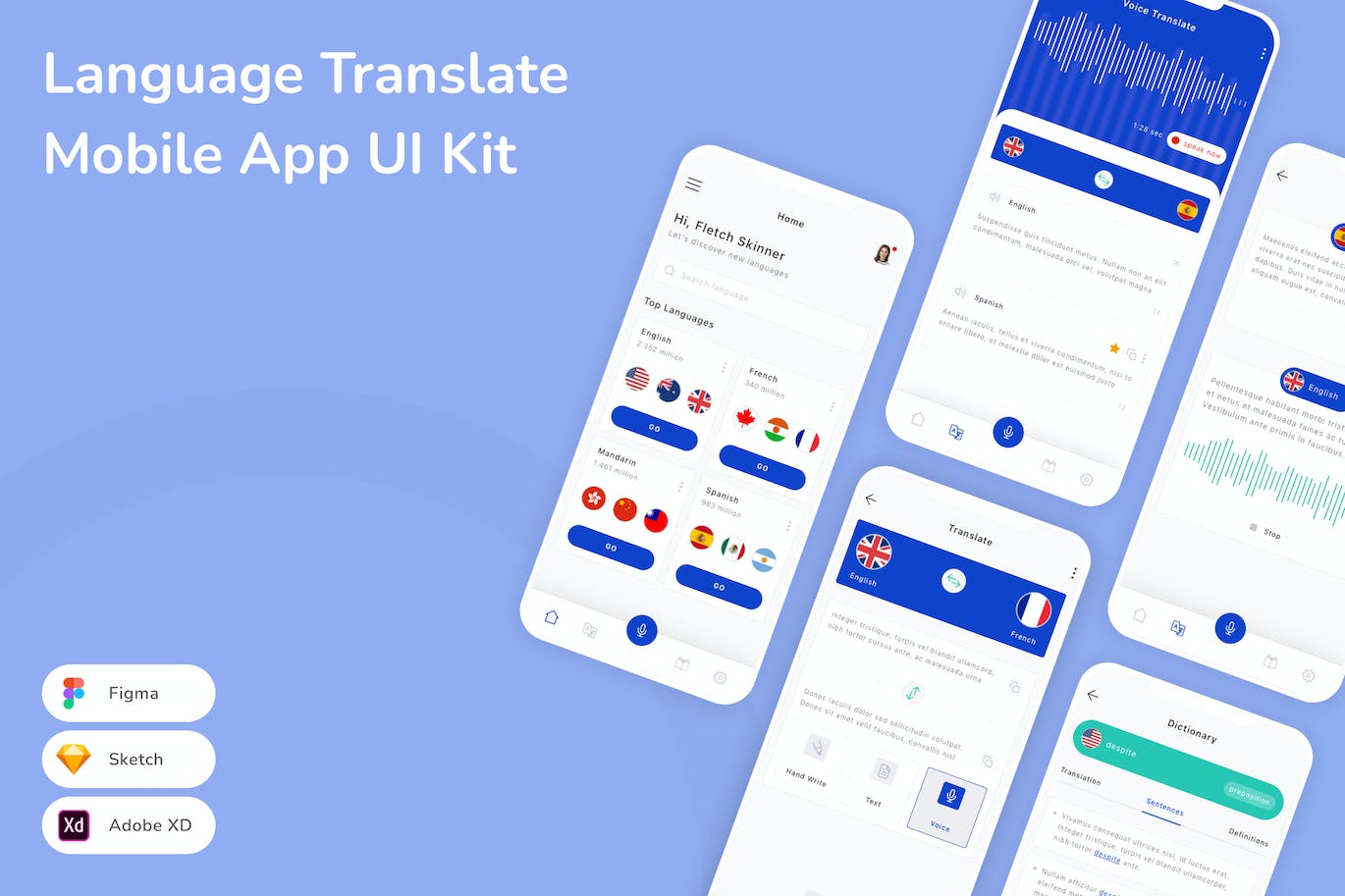 语言翻译移动应用App UI Kit