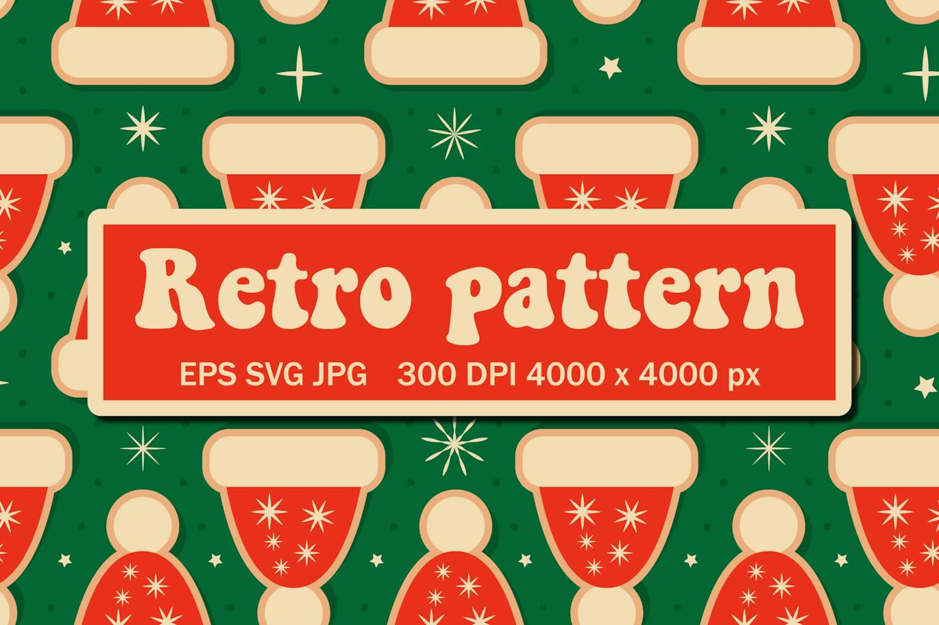 圣诞图案与圣诞老人帽子 (EPS,JPG,SVG)