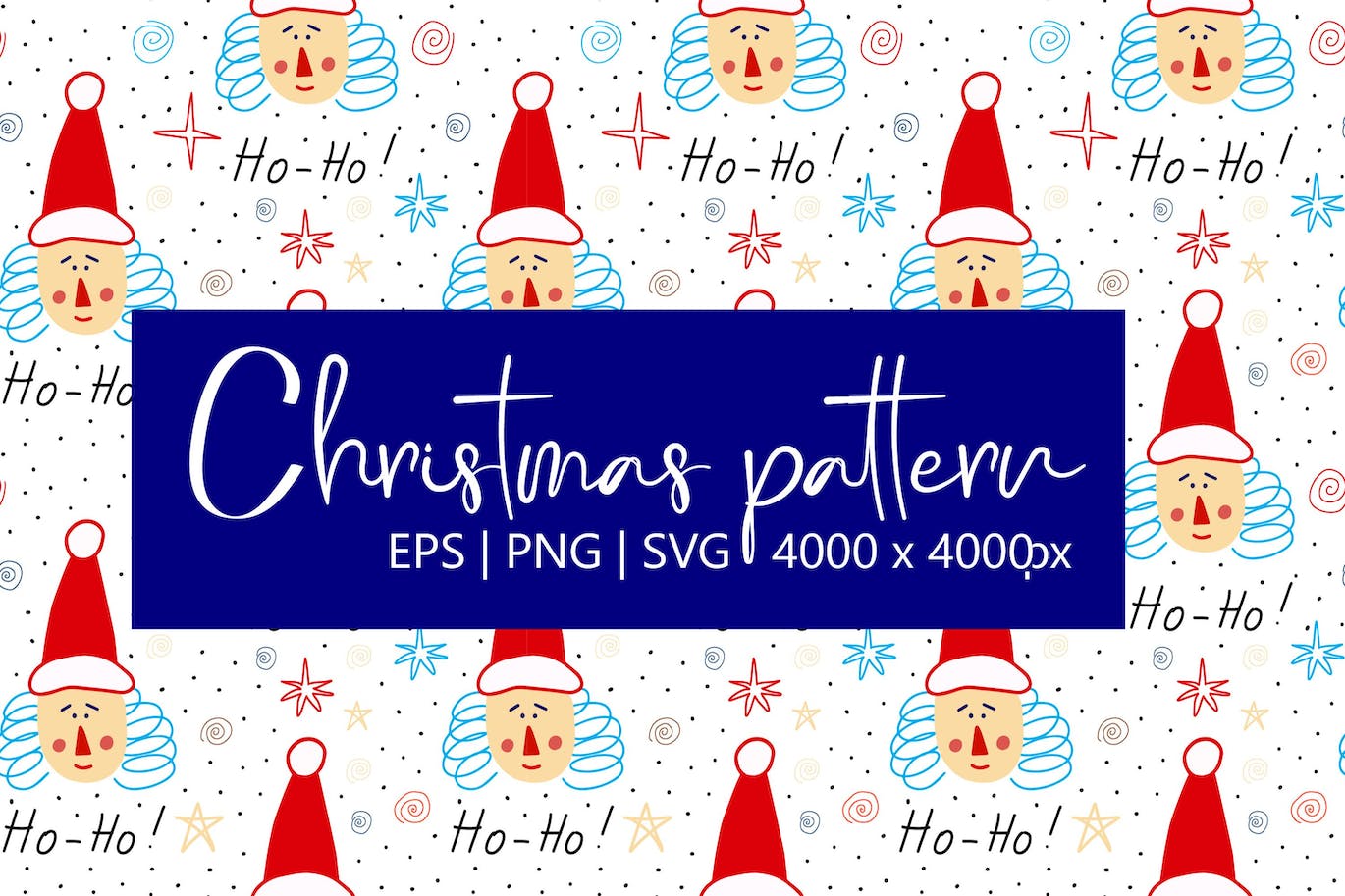 与圣诞老人的节日图案 (EPS,JPG,PNG,SVG)