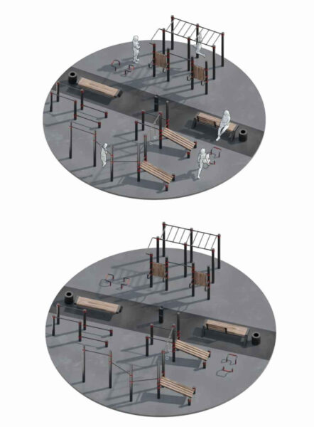 包含单杠的户外健身设备 户外锻炼区3D模型（MAX）