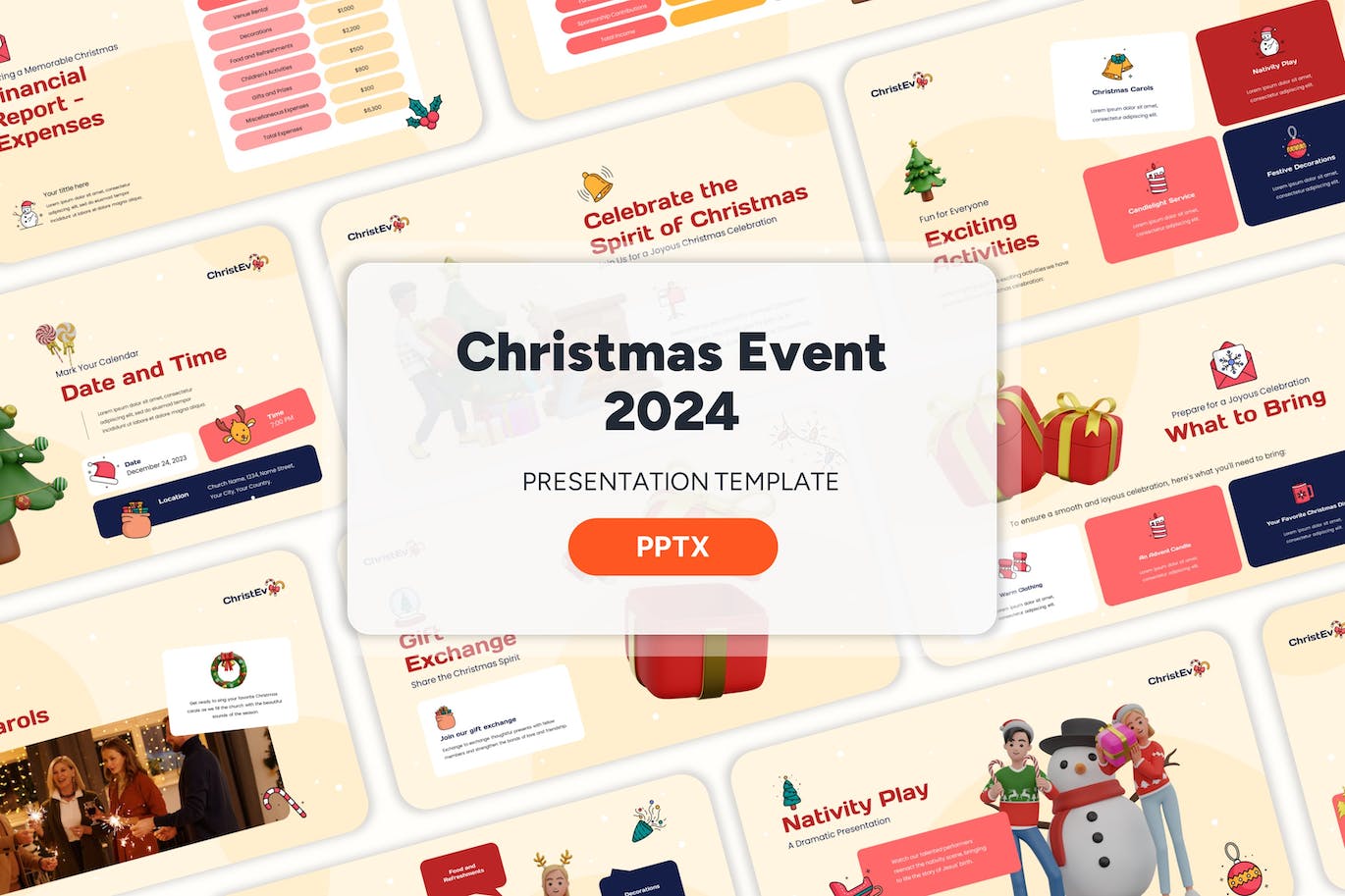 2024 年圣诞节活动  PPT模版 (PPTX)