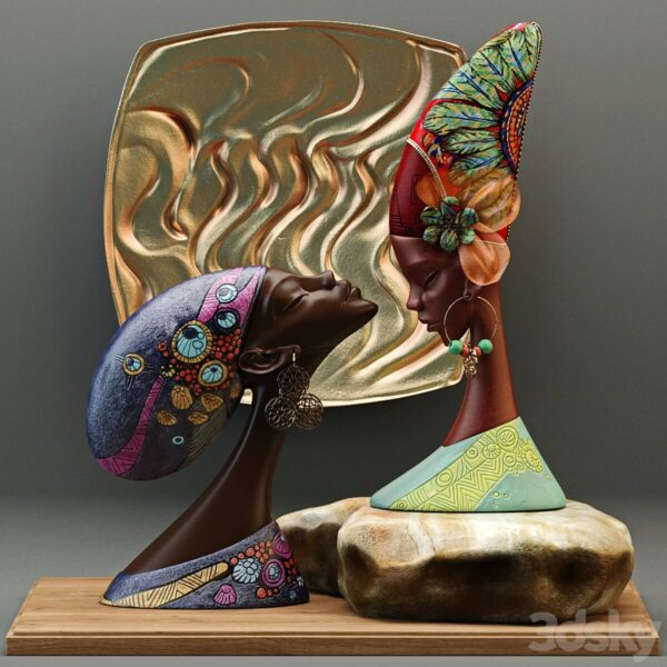 非洲女性雕塑 摆件 装饰品3D模型（MAX）