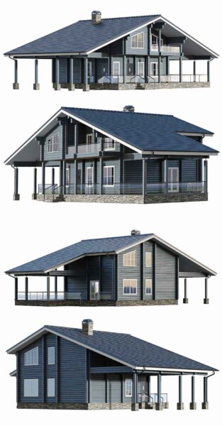 带车库和大露台的木板房屋 住宅 建筑3D模型（FBX,MAX）