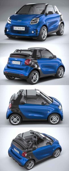 2020 Smart EQ Fortwo Cabrio小型车 汽车3D模型（OBJ,FBX,MAX）