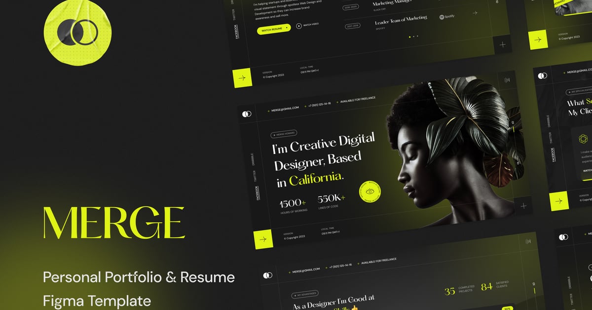 合并 – 个人作品集和简历 Figma 模板