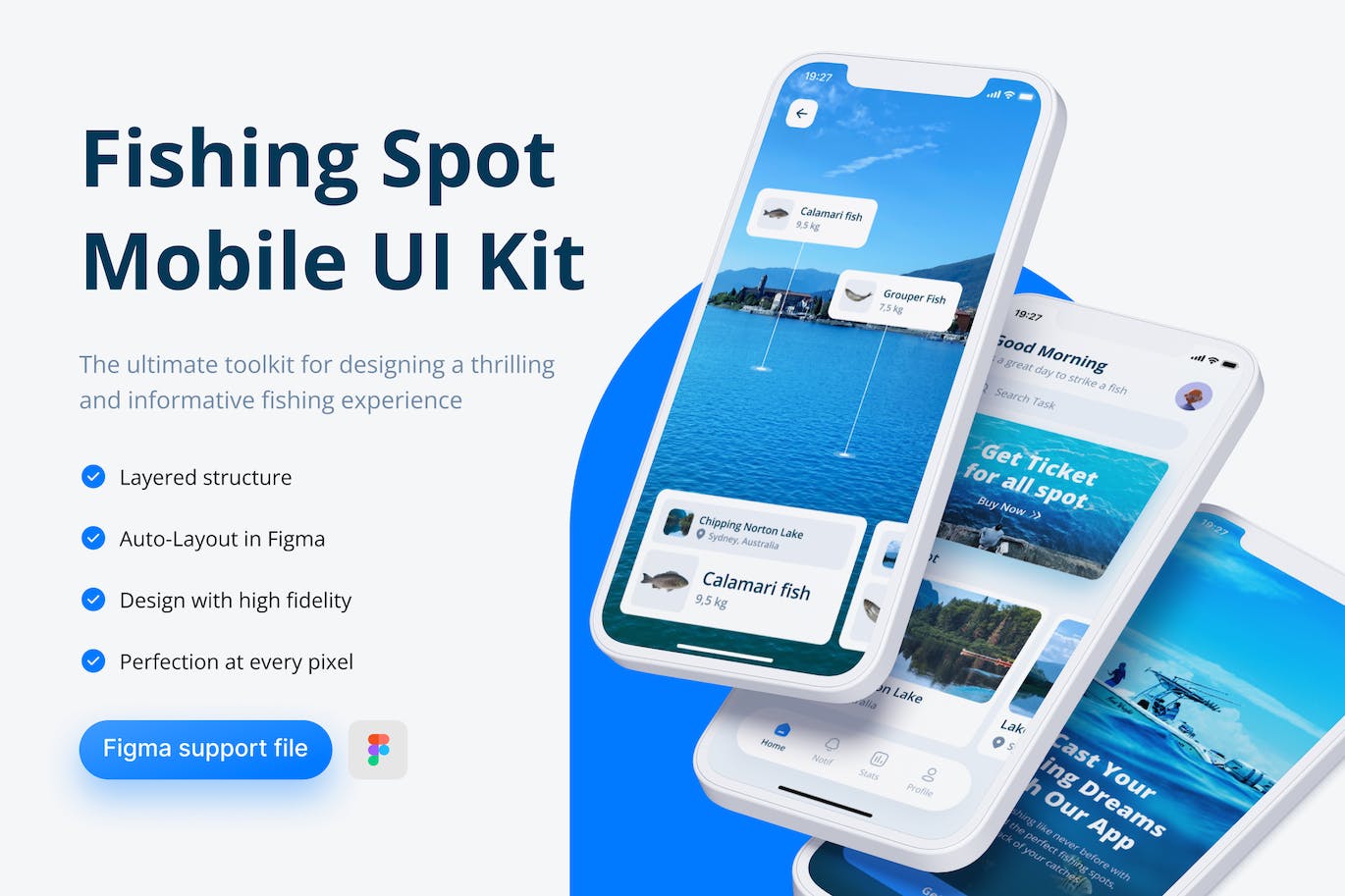钓鱼点移动应用App UI Kit (FIG)