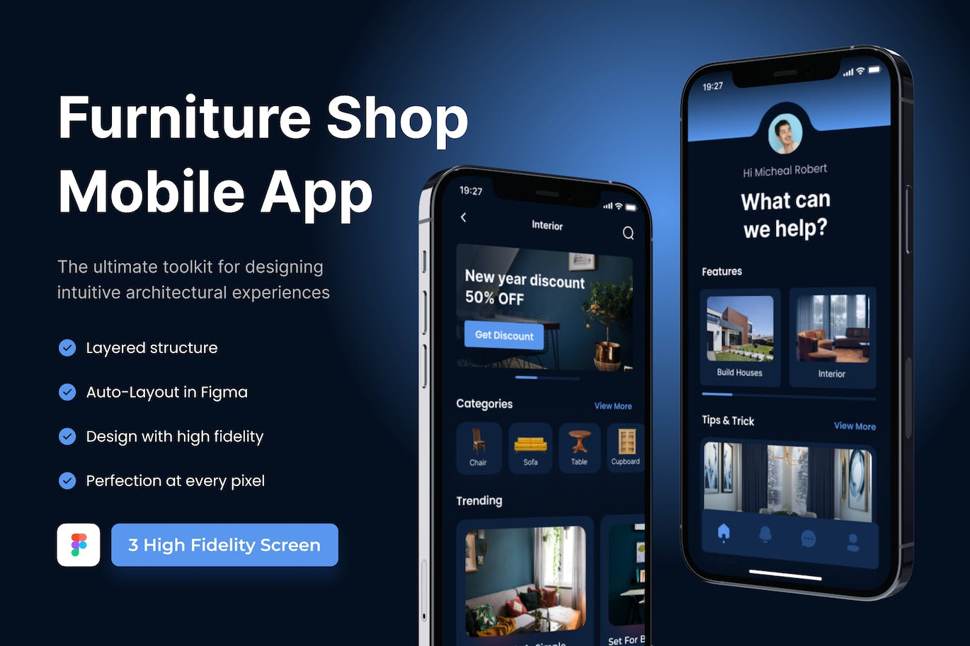 家具店移动应用App UI Kit (FIG)