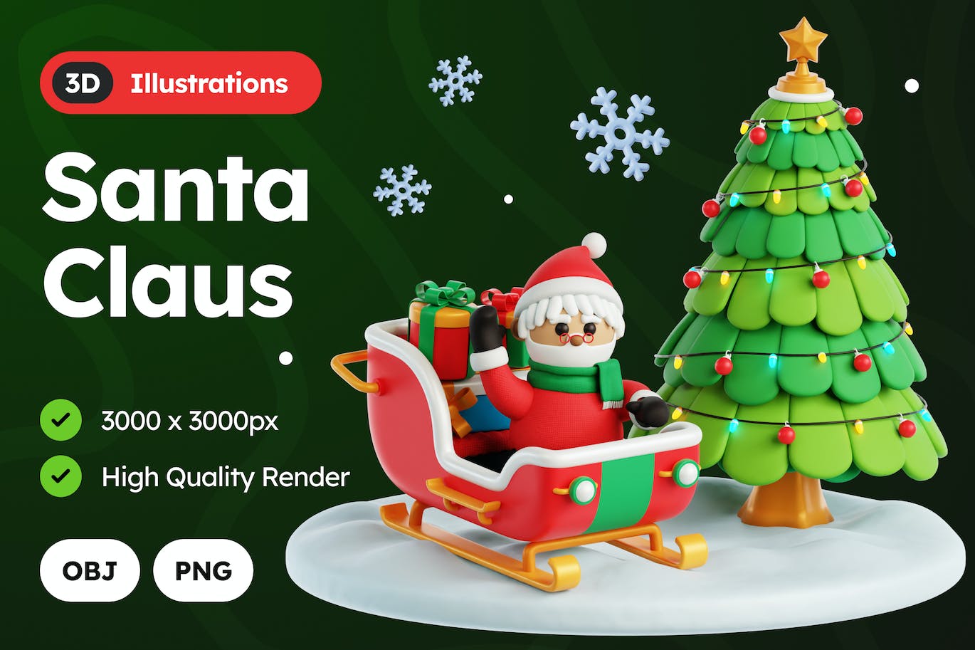 3D 圣诞节圣诞老人图 (PNG,OBJ)