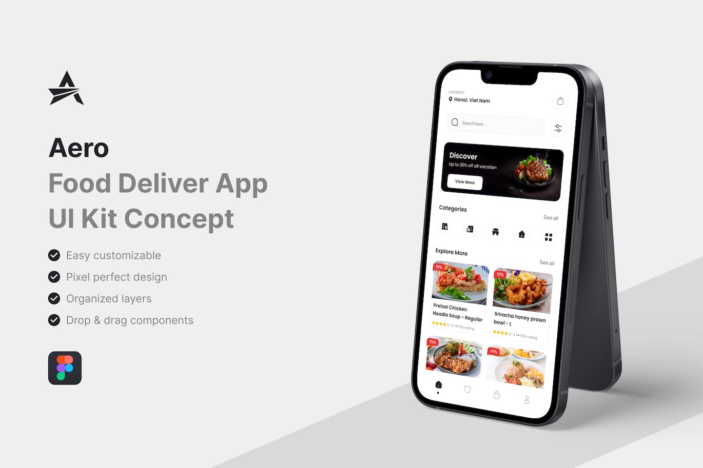 食品配送应用 App UI Kit (FIG)