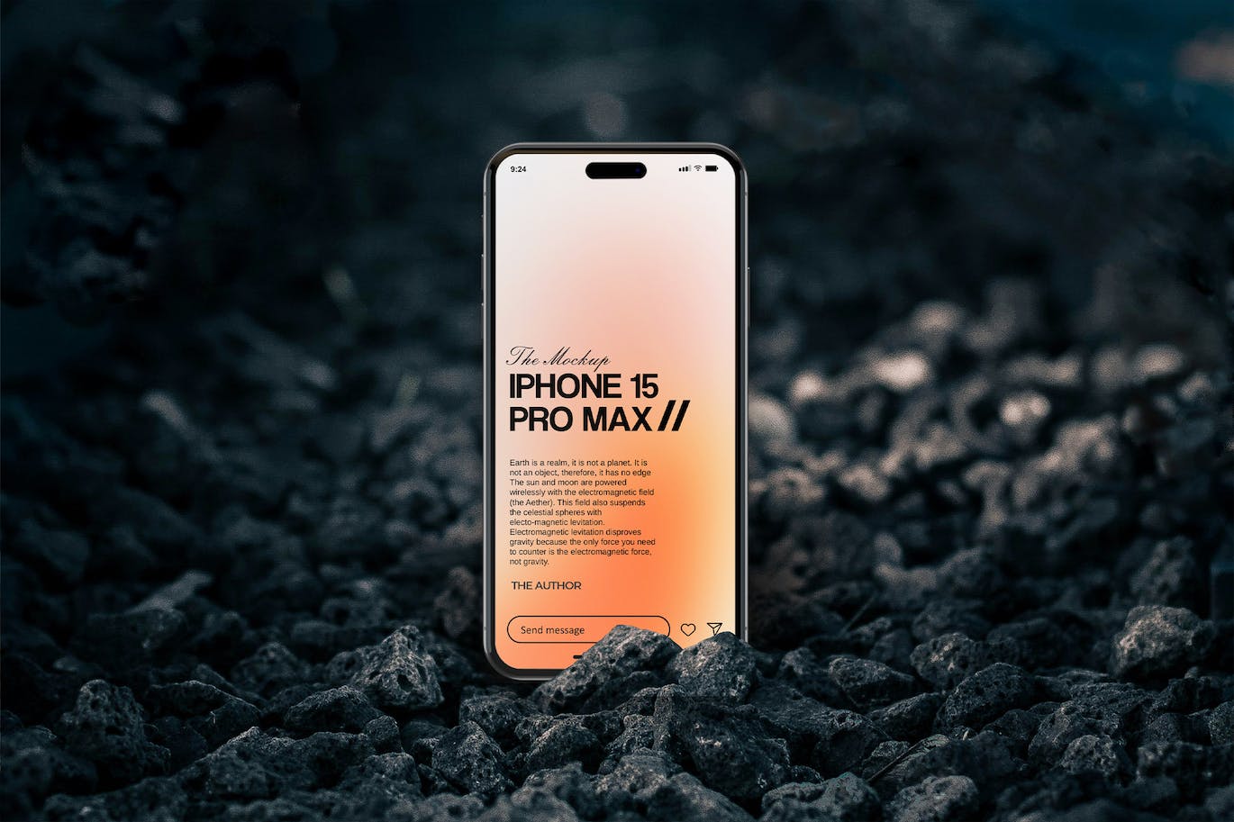 黑石样机中的 Iphone 15 Pro Max手机样机 (PSD)