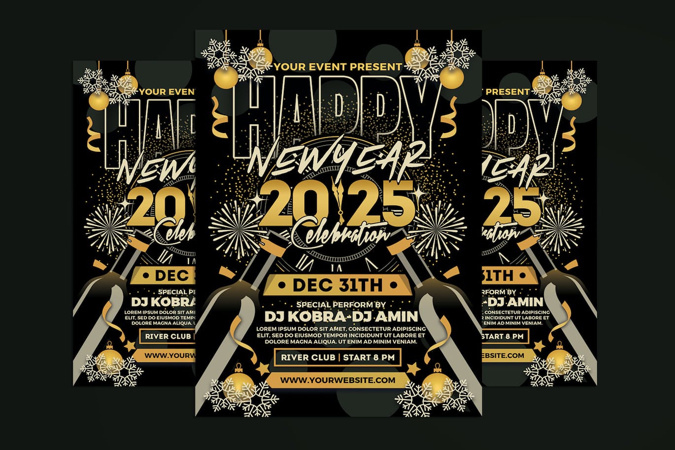 2025 年新年派对庆典传单（PSD）