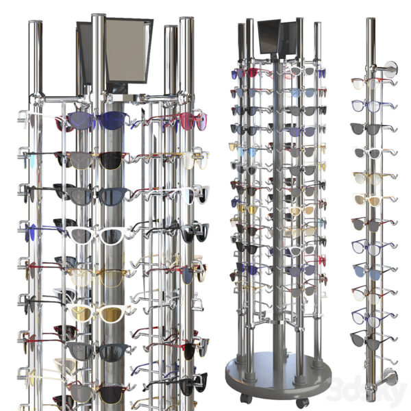 挂满眼镜的柱形架3D模型（OBJ,MAX）