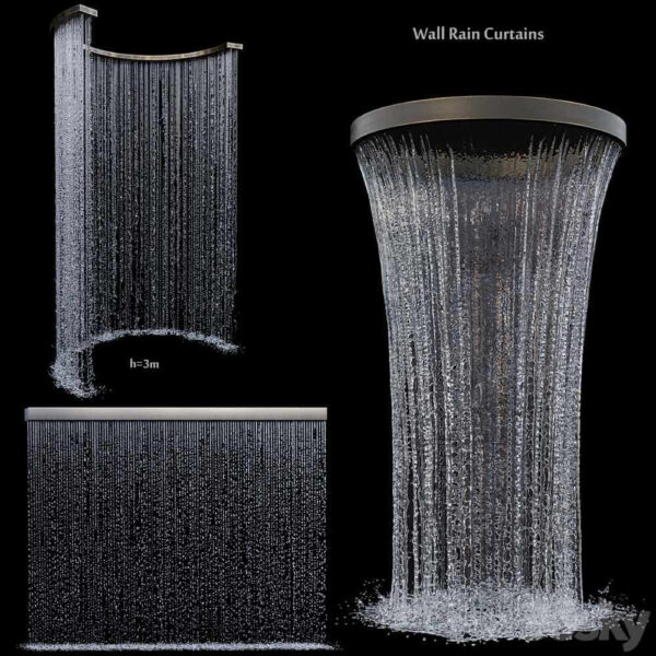 3种水帘瀑布 花园景观3D模型（OBJ,MAX）