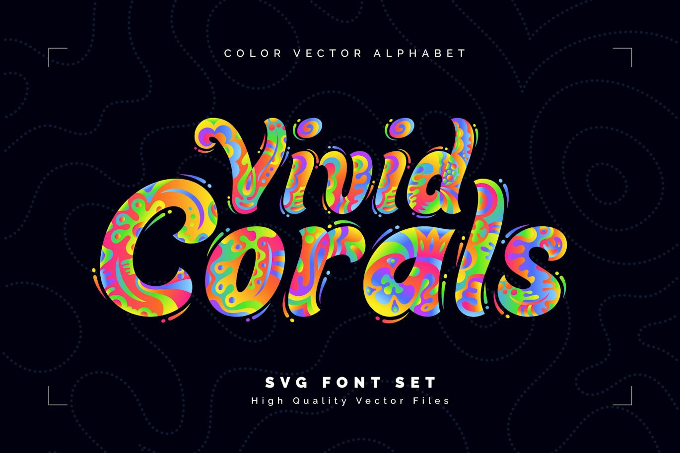 生动的珊瑚-颜色矢量字母表 (SVG)