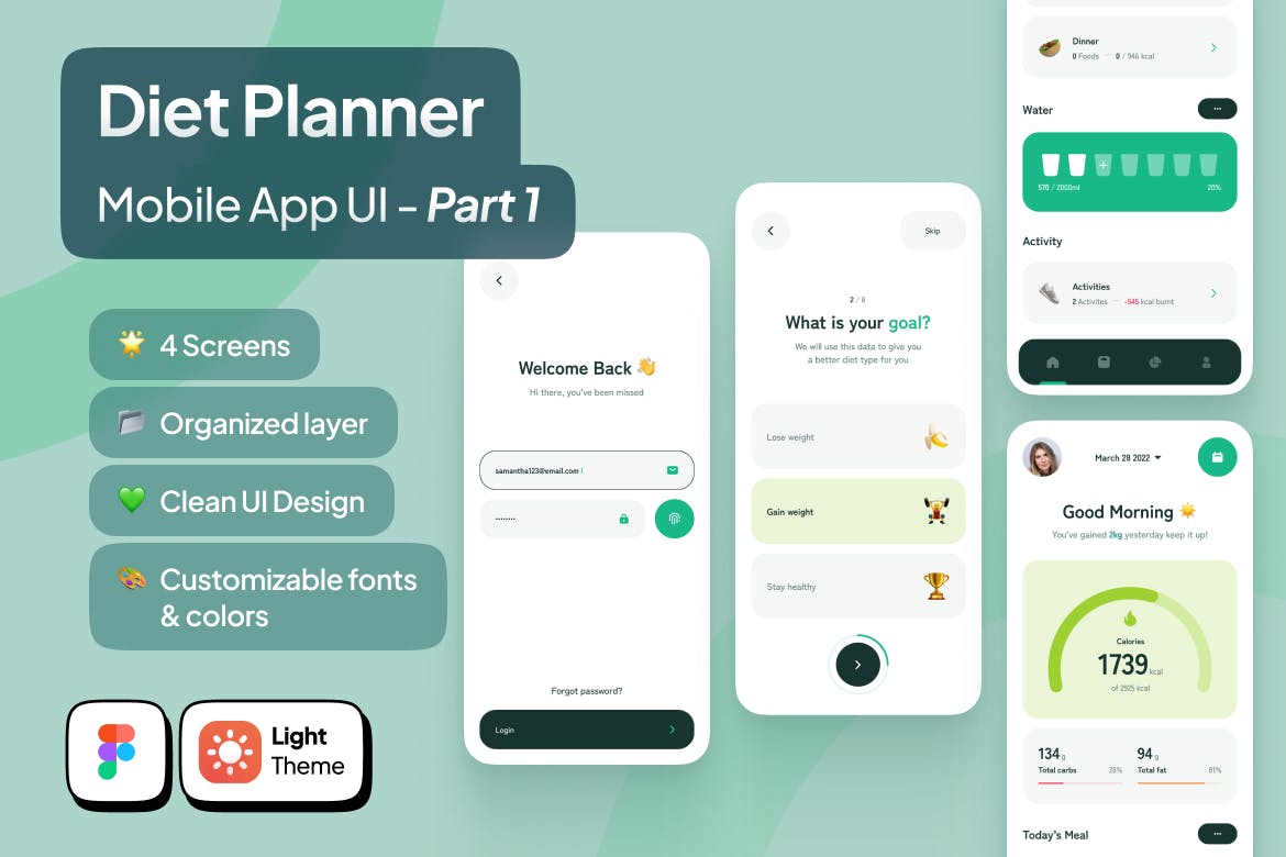 饮食移动应用App UI Kit (FIG)