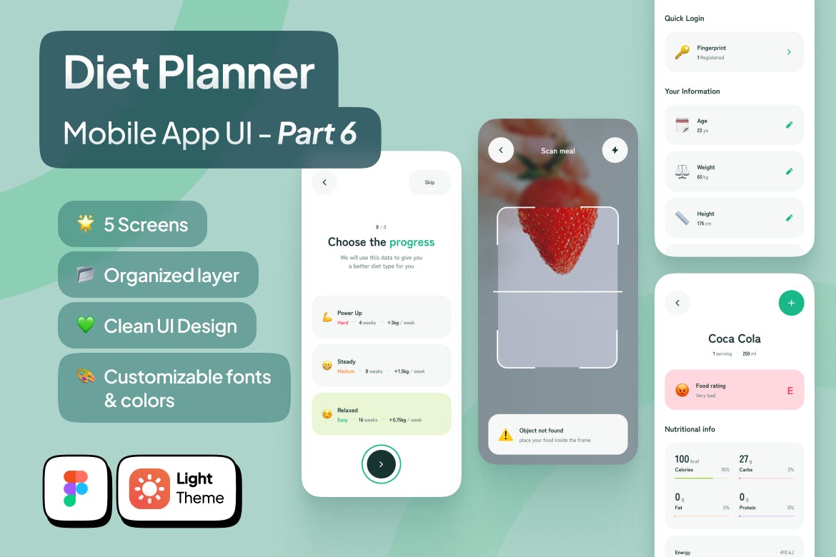 餐饮计划移动应用 App UI Kit – 第 6 部分 (FIG)