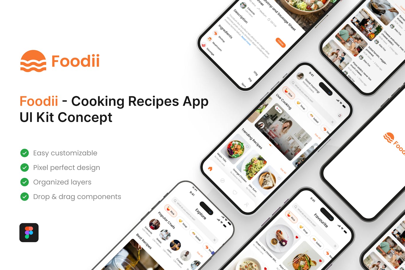 烹饪食谱应用 App UI Kit (FIG)