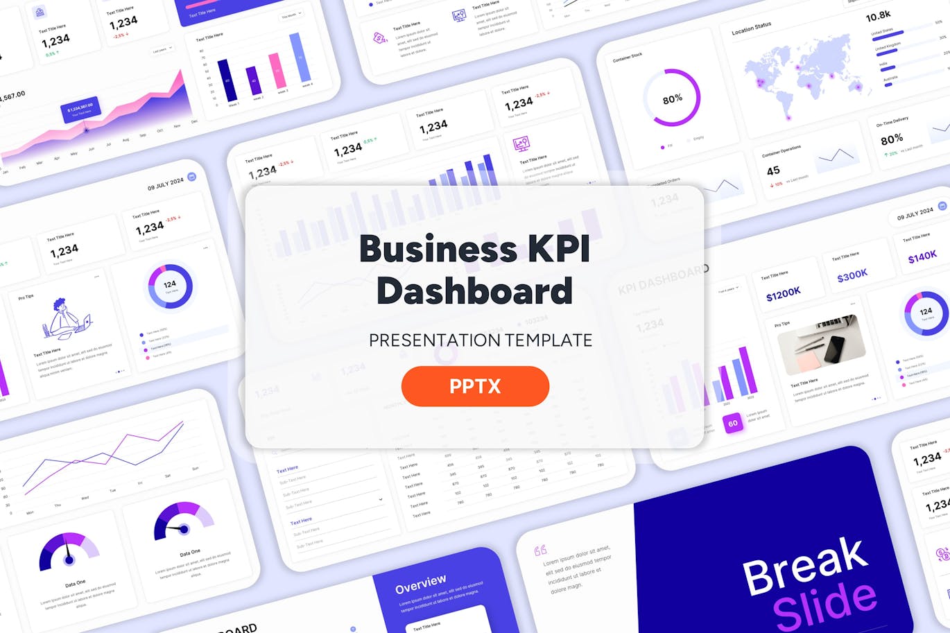 业务 KPI 仪表板 -PPT模版 (PPTX)