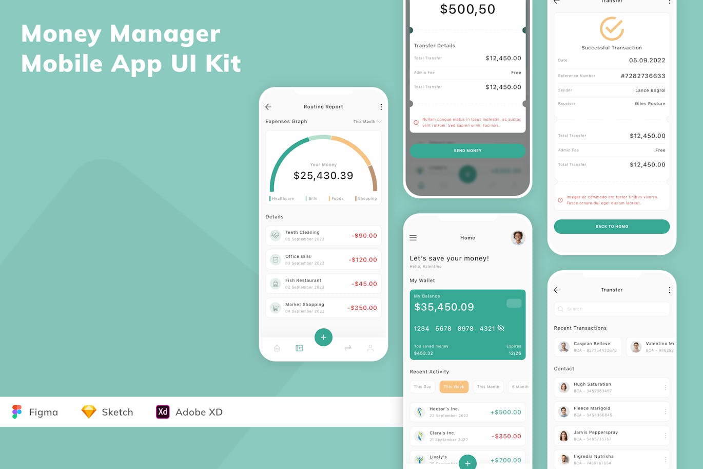 资金经理移动应用App UI Kit (SKETCH,FIG,XD)