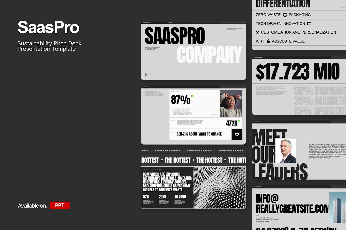 Saaspro 可持续发展宣传材料幻灯片PPT模版 (PPTX)