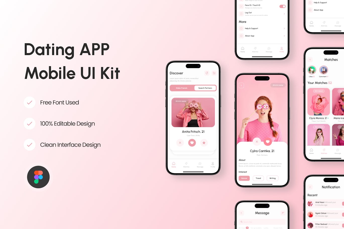 约会移动应用App UI Kit (FIG)