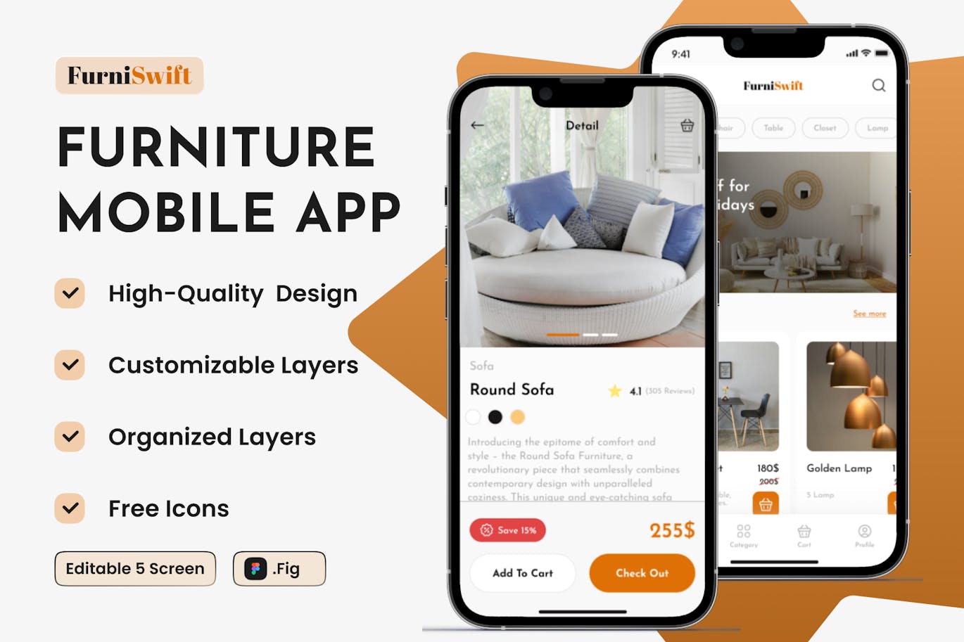家具移动应用App UI Kit (FIG)