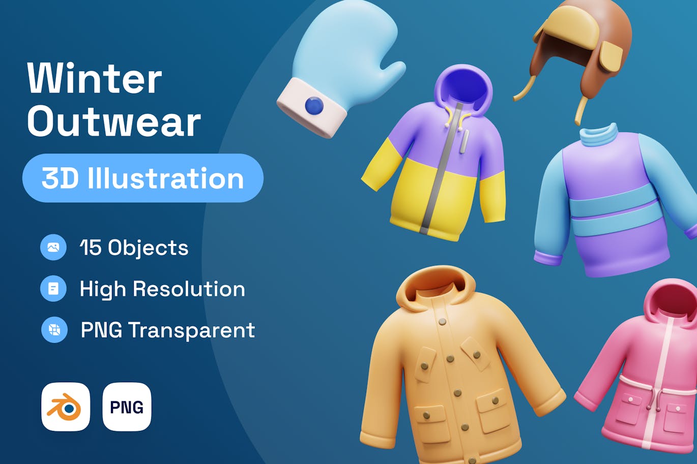冬季外套- 3D 插图 (PNG,Blend)