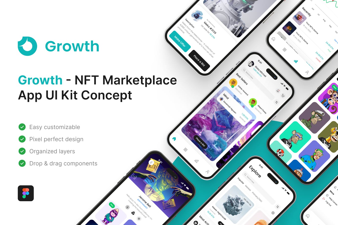 NFT 市场应用App Ui Kit (FIG)