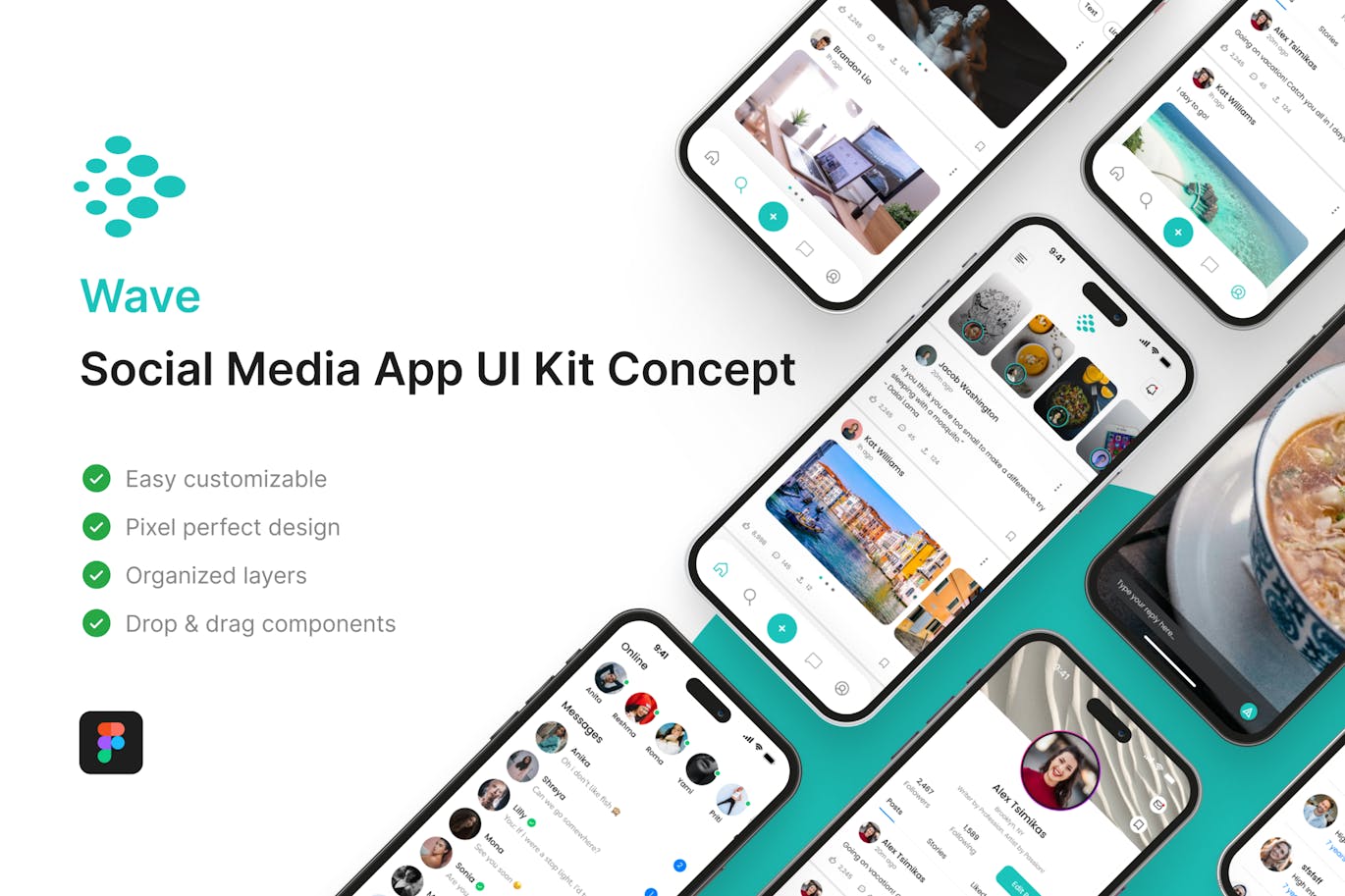 社交媒体应用App UI Kit (FIG)
