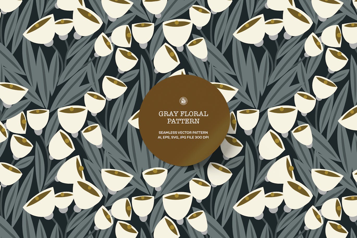 灰色的花墙纸 (AI,EPS,JPG,SVG)