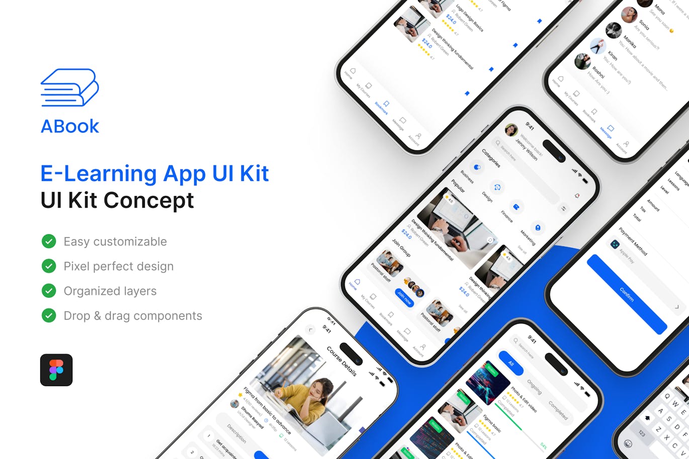 电子学习应用App UI Kit (FIG)