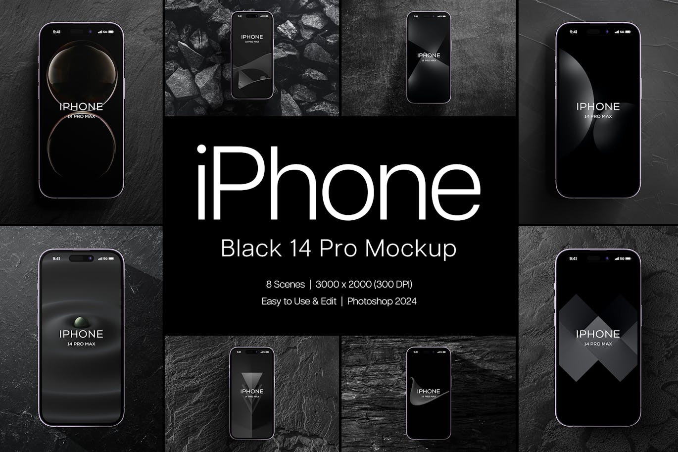 黑色 iPhone 14 Pro Max 样机 (PSD)