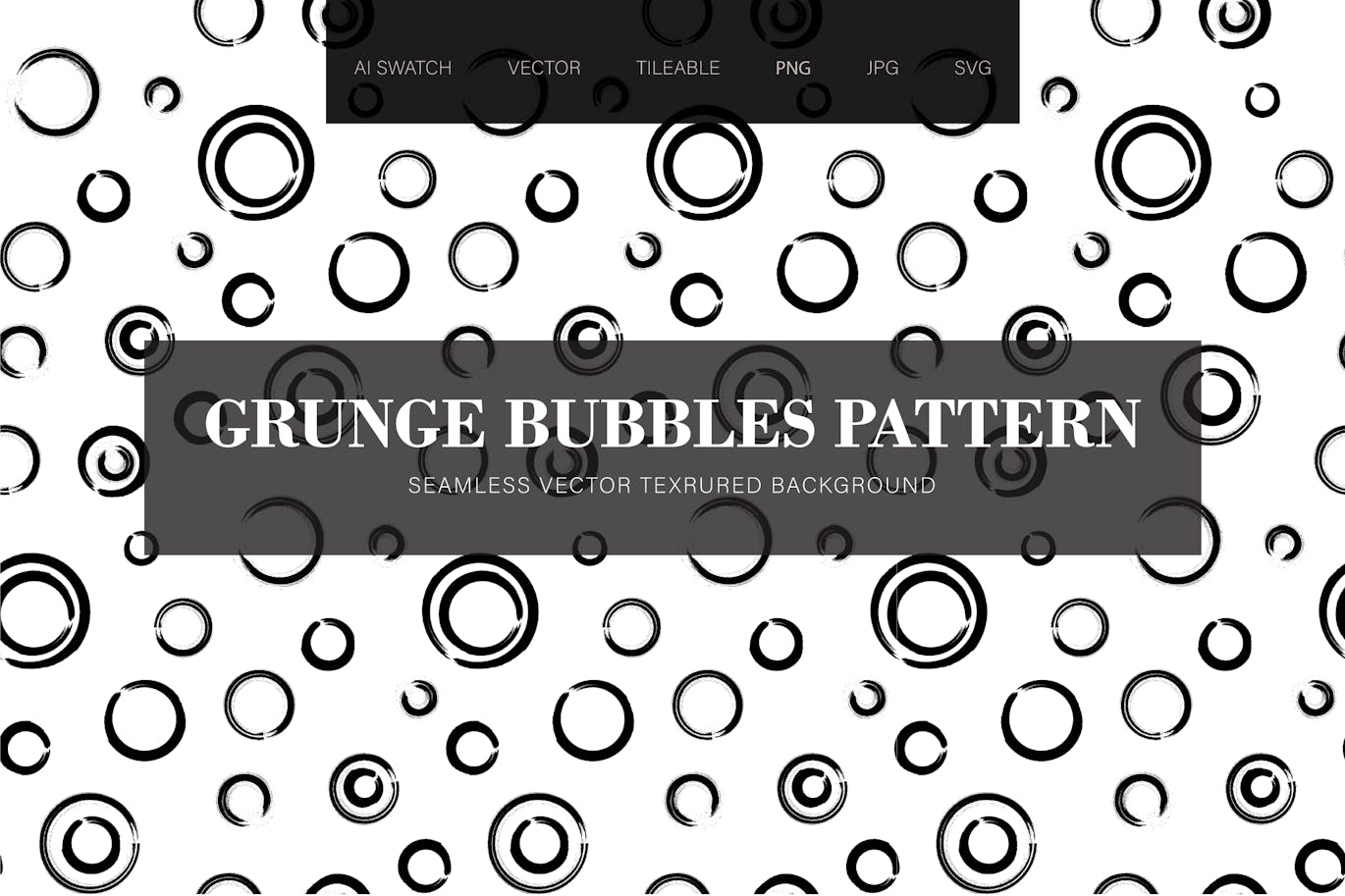残缺的黑色气泡无缝图案 (AI,EPS,JPG,PNG,SVG)